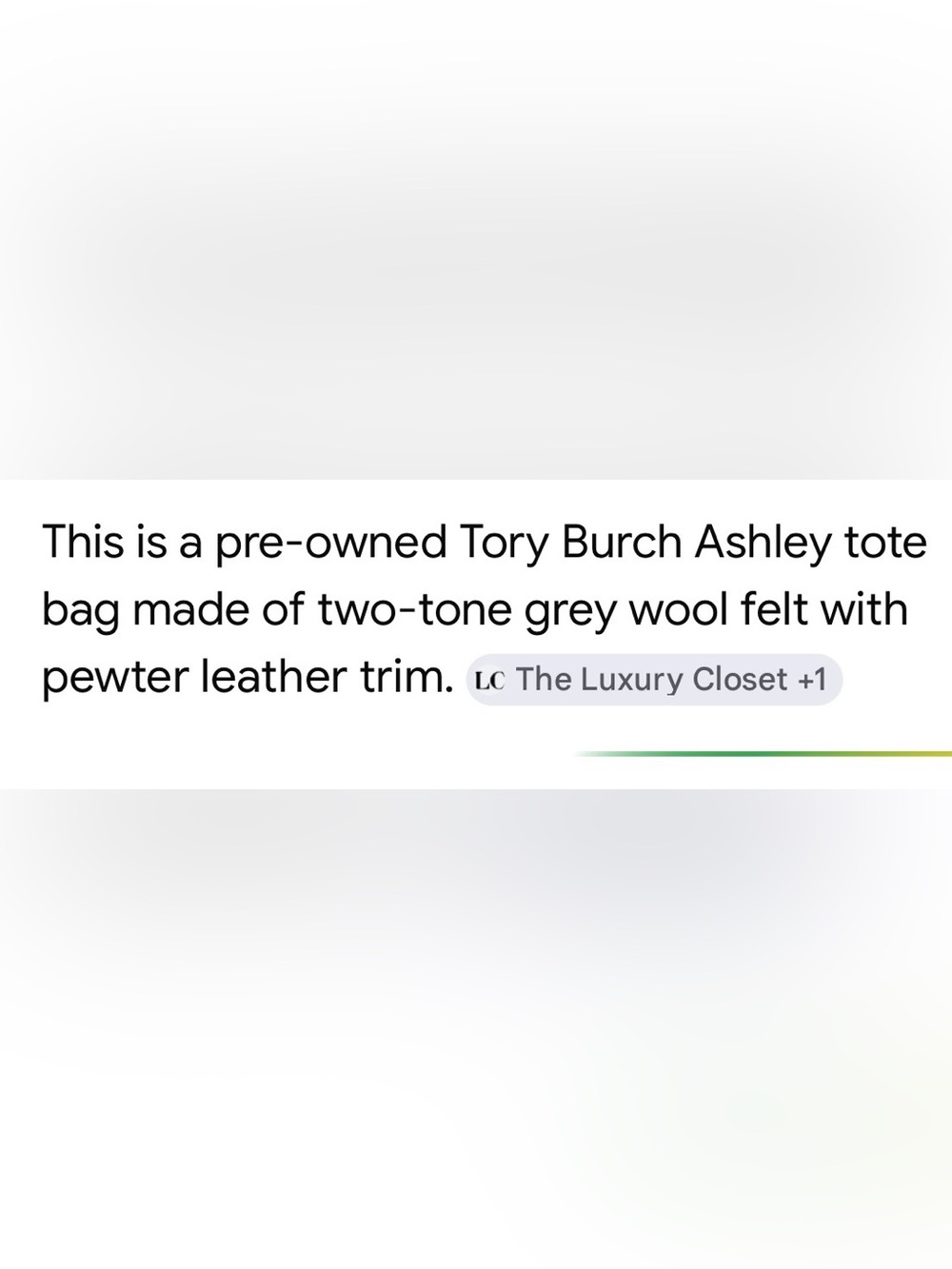 Tory Burch Two-Tone Gray Felt Tote with Metallic Trim - Picture 11 of 13